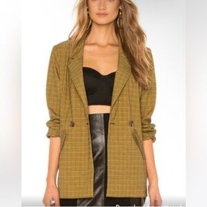 L’Academie Yellow Plaid Blazer size XS